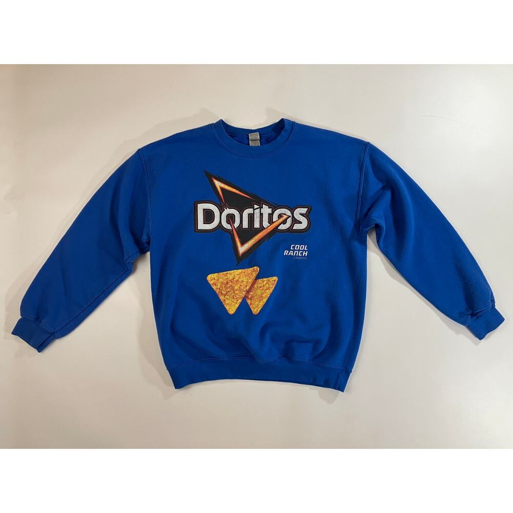 Doritos Cool Ranch Blue Graphic Crewneck Sweatshirt Medium Gildan Snack Pullover